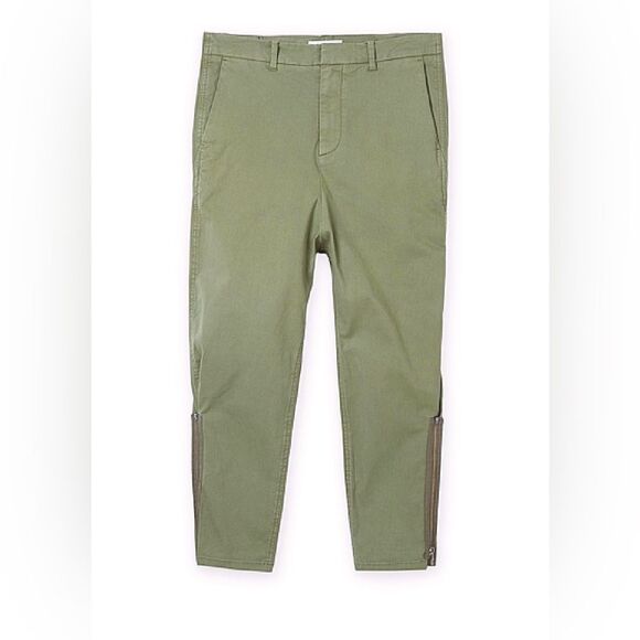 Nili Lotan Drop Crotch Army Pants with Ankle Zippers in Khaki Size 0 - Picture 2 of 10